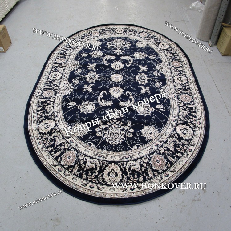 Овальный Ковер Для Гостиной Дизайн 30596 Темно-Синий
